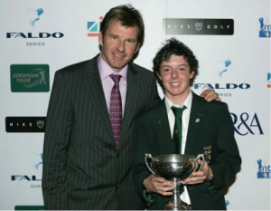 Sir Nick Faldo with Rory McIlroy – Faldo Series Winner